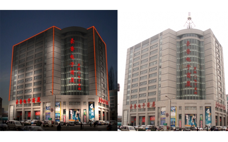 豪魯電子商廈發(fā)光標(biāo)識(shí)，壓克力發(fā)光大字